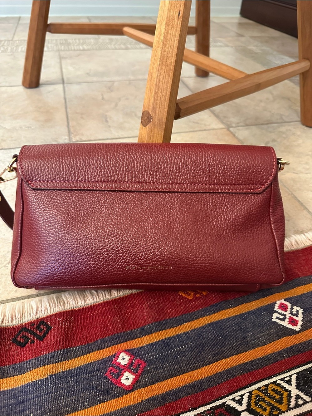 Divina Firenze Italian Handmade Bag Pebble Leather - Burgundy Shoulder/Crossbody - Picture 2 of 6